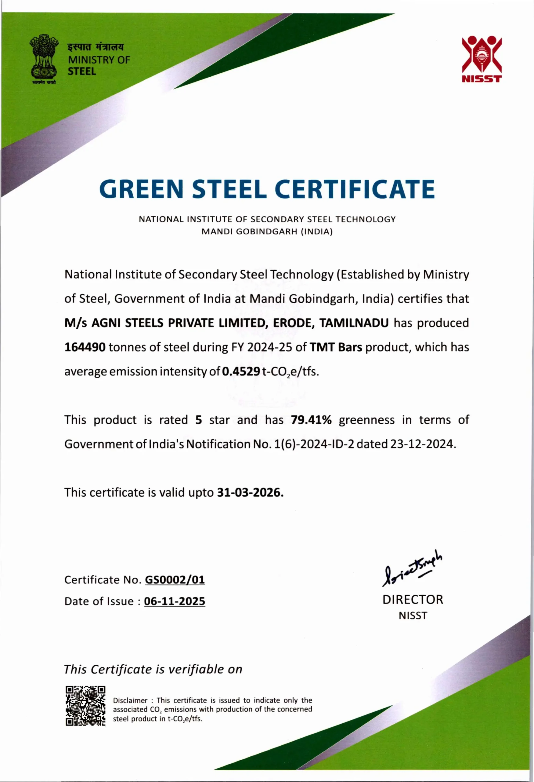 GREEN STEEL CERTIFICATE scaled